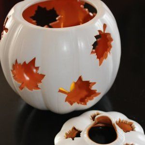 2010 Partylite Autumn Pumpkin White Candleholder Small